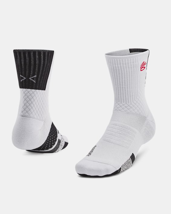 Unisex Curry ArmourDry™ Playmaker Mid-Crew Socks in Gray image number 0